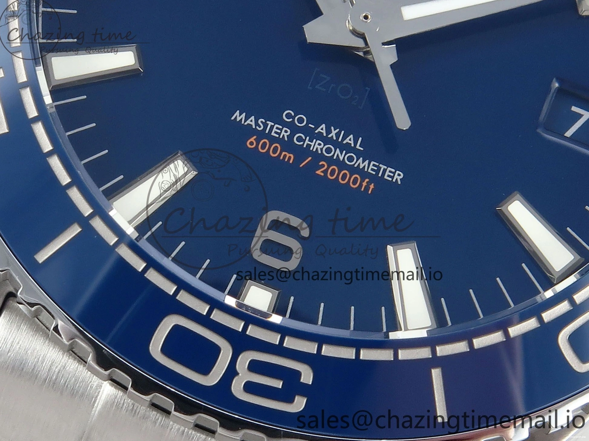 0425 Neat Seamaster Planet Ocean 600M 43.5mm SS SCF 1:1 Best Edition Blue Dial on SS Bracelet A8900 Super Clone 7684